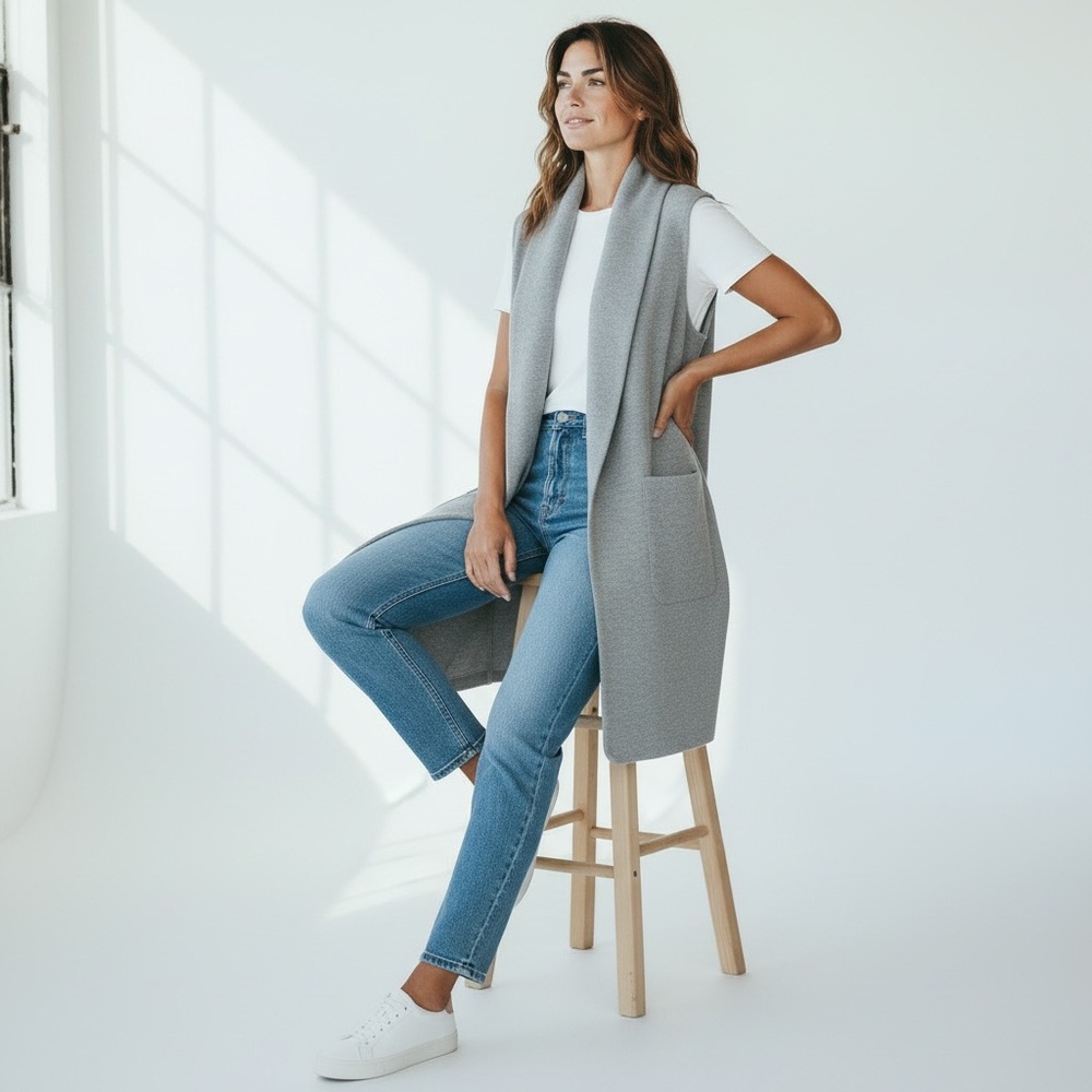 Joie Gray Sleeveless With Pockets Vest
